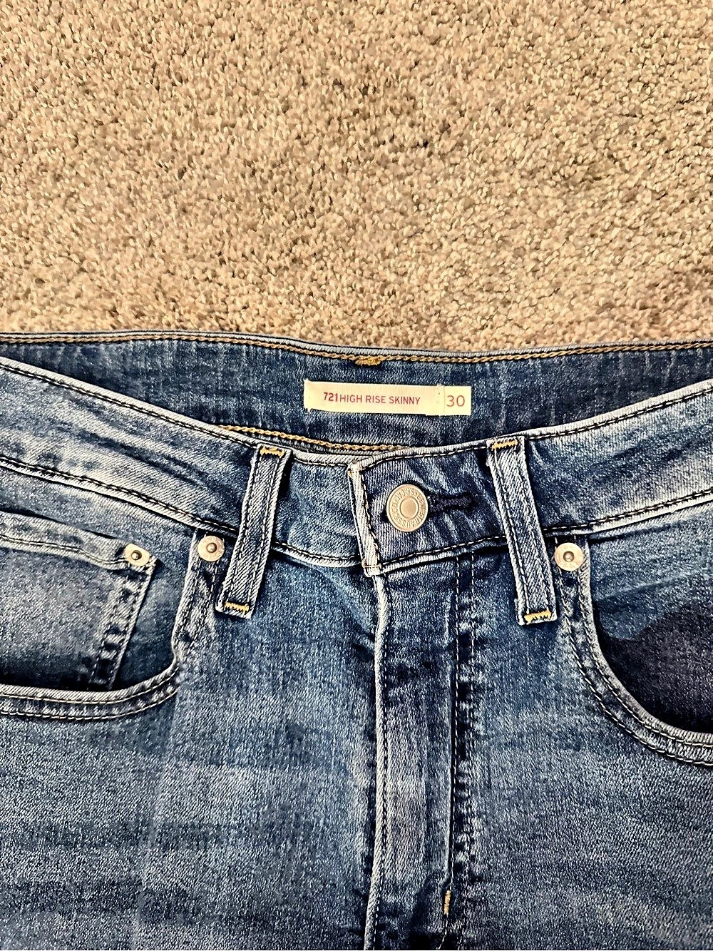 Levi's 721 High Rise Skinny Jeans Blue Waist 30 - Picture 2 of 3